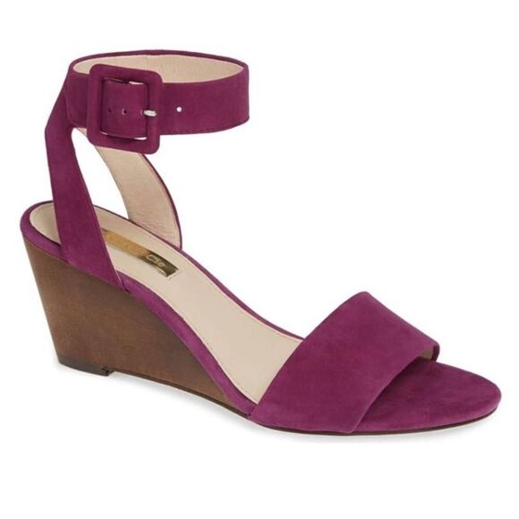 Louise et Cie Shoes - Louise et Cie 10/42 Punya Purple Suede Leather Brown Stacked Wedge Sandals